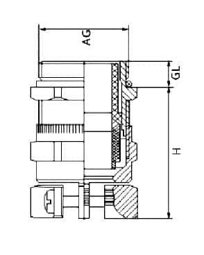 Mosazná kabelová vývodka s dvojitým zámkem pro vysoké odlehčení tahu, IP68