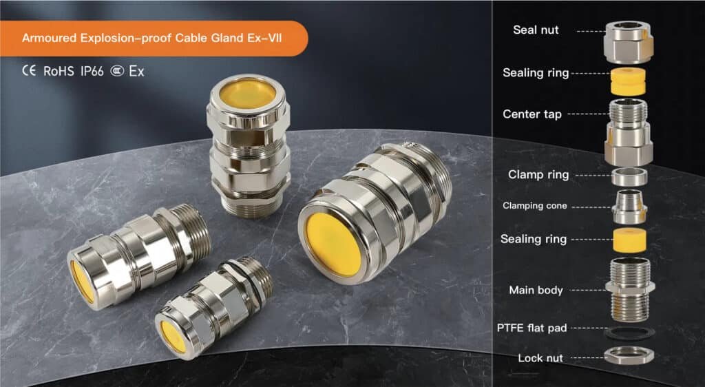 Ex d Double Seal Cable Gland for Armoured Cable, IIC Gb