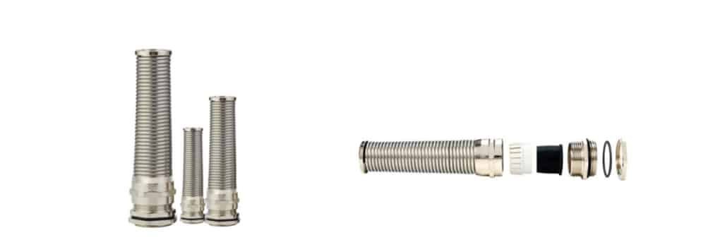 Flexible Anti-Bending Brass Cable Gland, IP67 Strain Relief