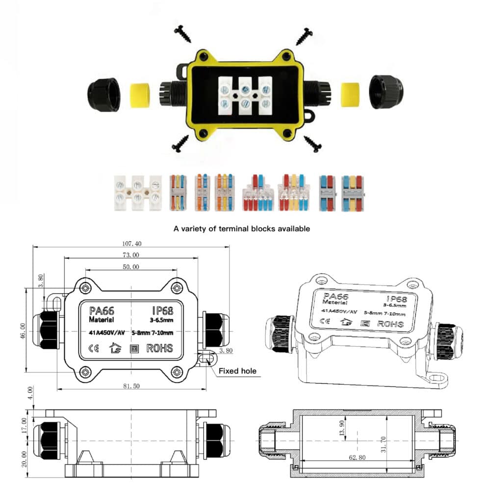 IP68 vandtæt samledåse, mini elektrisk skab F1-2T