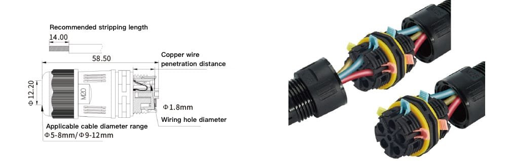 Push-in Wire Waterproof Connector, 25A IP68 Splice KCM20