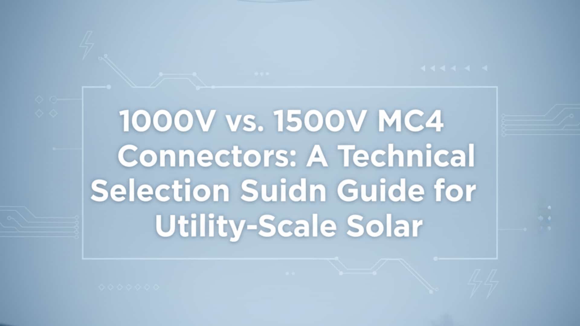 1000V vs. 1500V MC4 Connectors- A Technical Selection Guide for Utility-Scale Solar