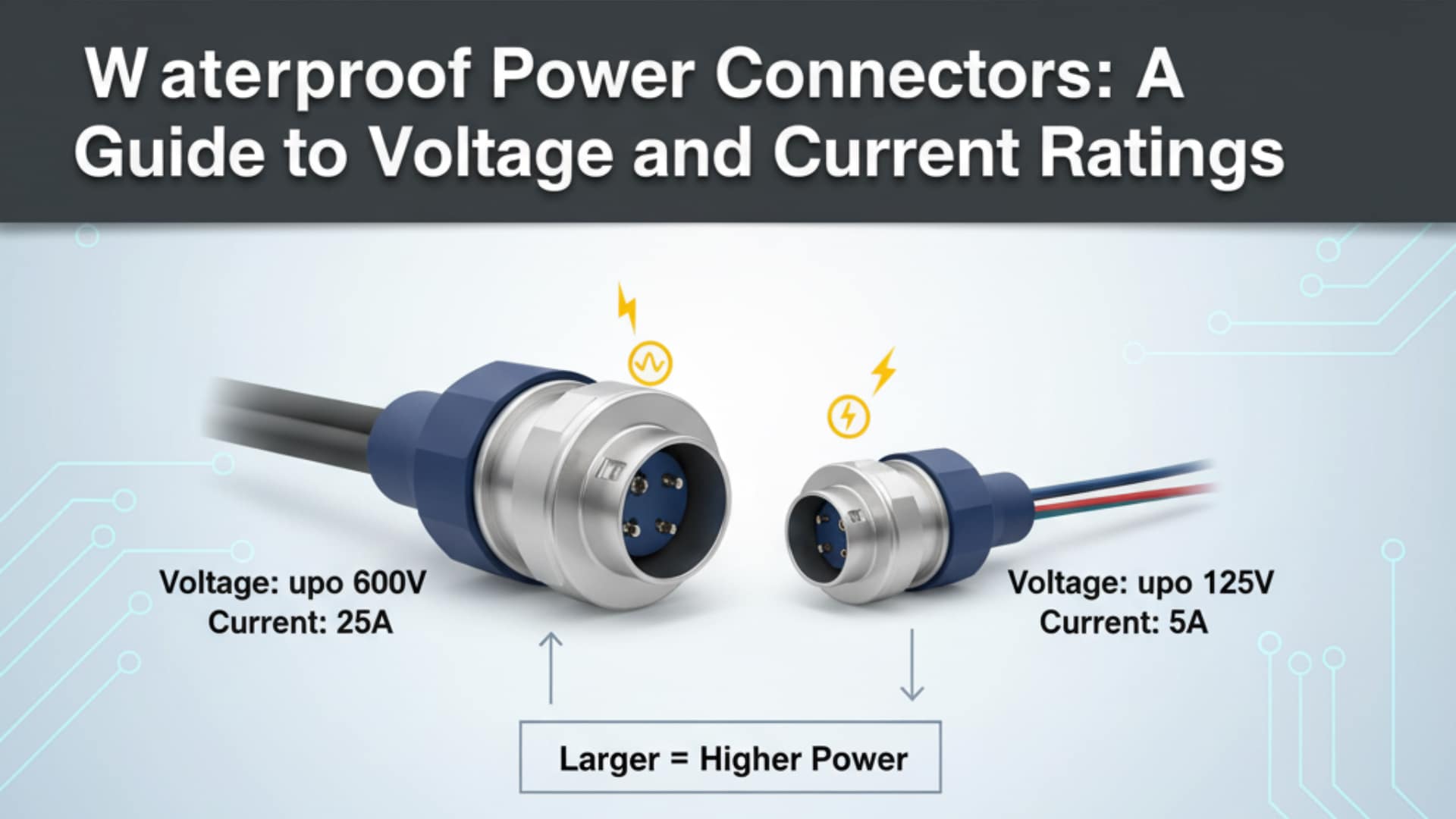Vodotěsné napájecí konektory - průvodce napětím a proudem
