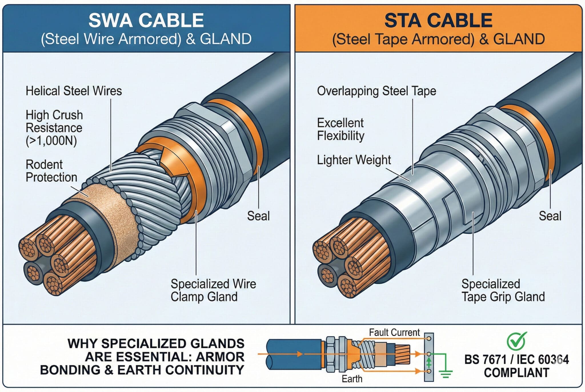 Brass Glands For Armored Cables: SWA Vs. STA Selection Guide - Bepto ...